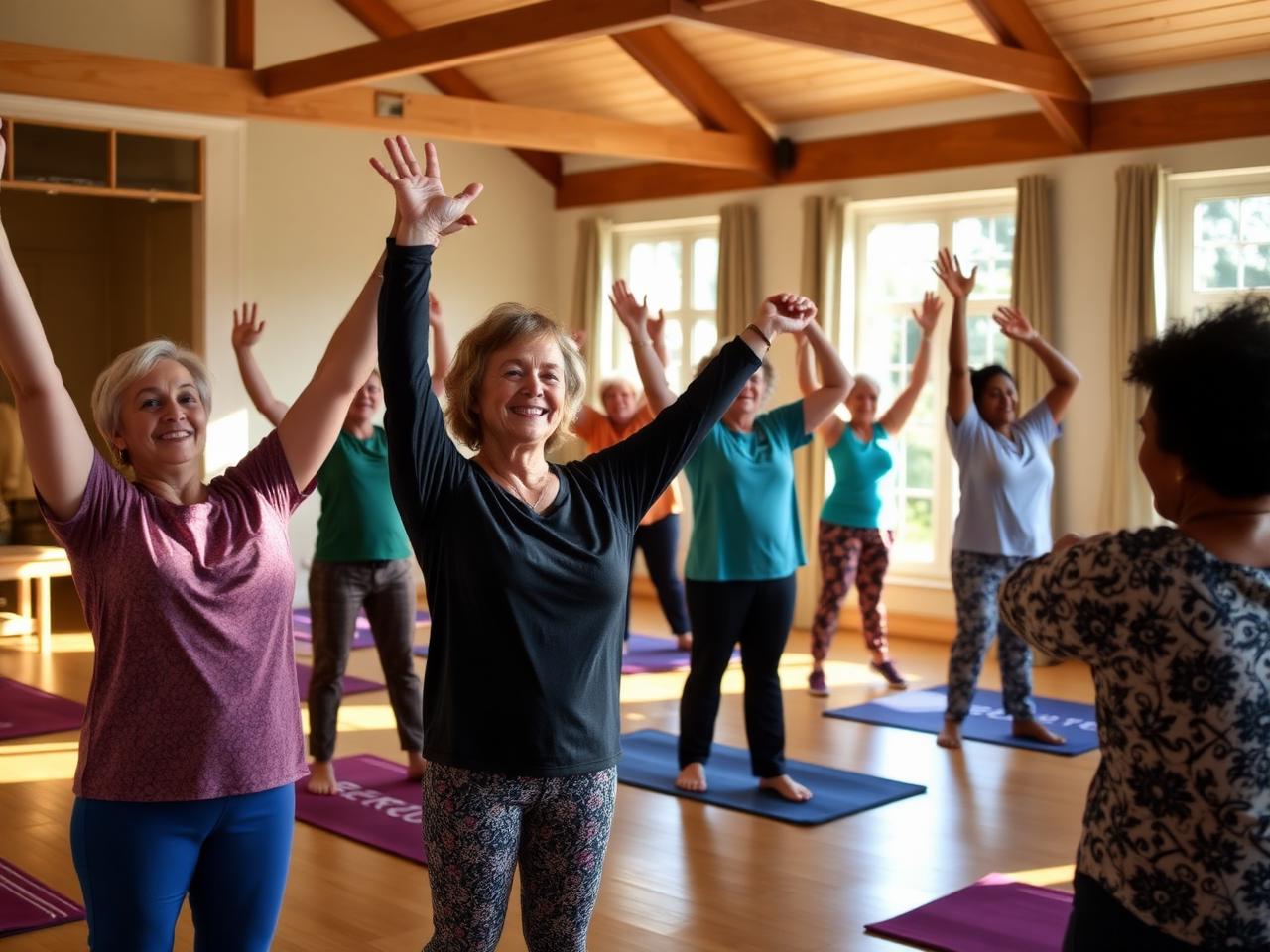 Adults in a community wellness class