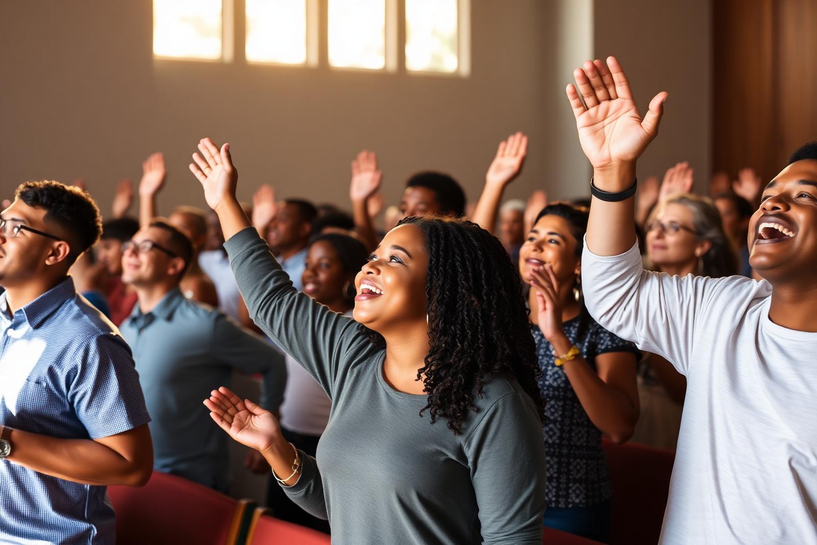 Multicultural congregation worshipping together